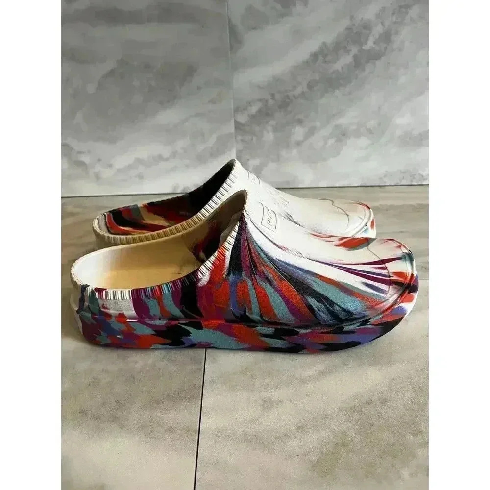 NIB HUNTER White In/Out Bloom Clogs Slip-on Algae Foam Size 12 Tie Dye